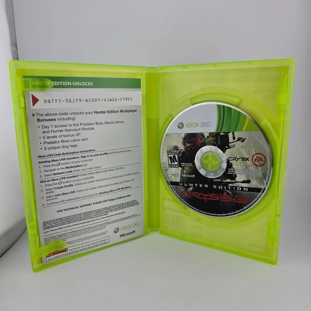 Crysis 3 Hunter Edition Xbox 360 Game Green Manual Not included Action Adventure